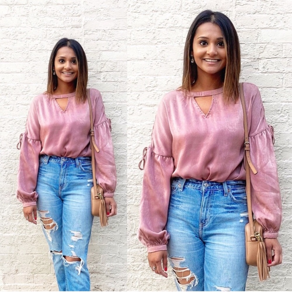 Dusty Pink keyhole blouse